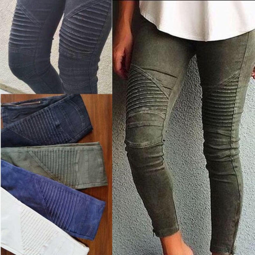 Moto Skinny Jeans Distressed Vintage Look Woman's
